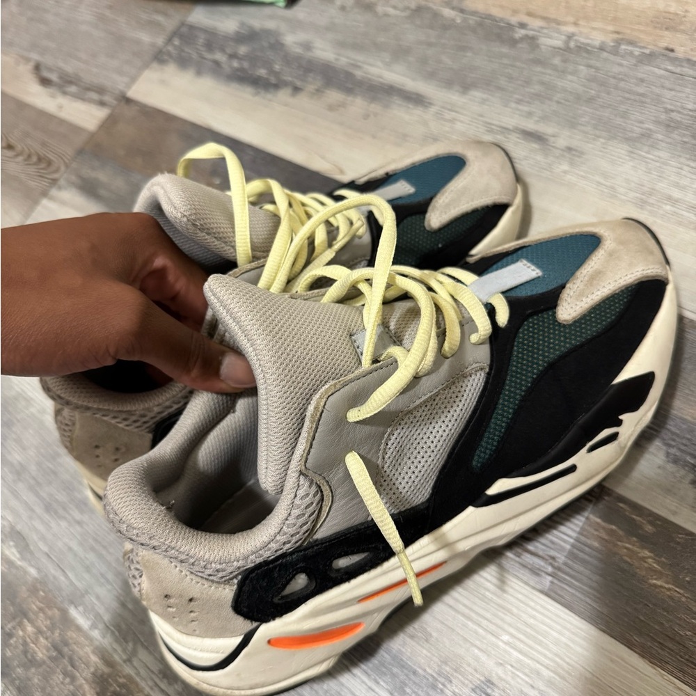 Yeezy Kids Sneakers in Beige, Black, Teal & Yellow